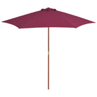 Parasol with wooden pole 270 cm burgundy