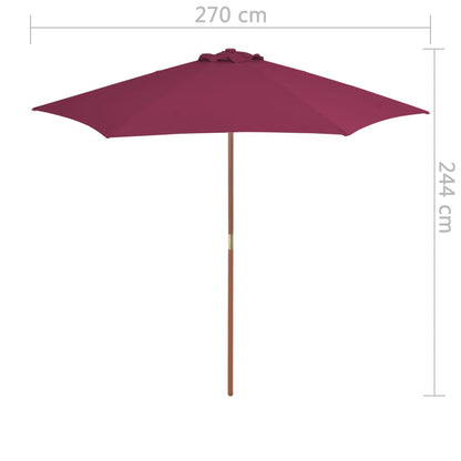 Parasol Met Houten Paal 270 Cm Bordeauxrood