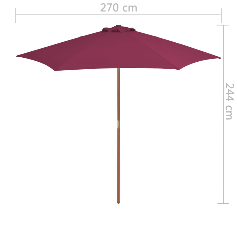 Parasol Met Houten Paal 270 Cm Bordeauxrood