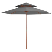 Double-decker parasol with wooden pole 270 cm anthracite