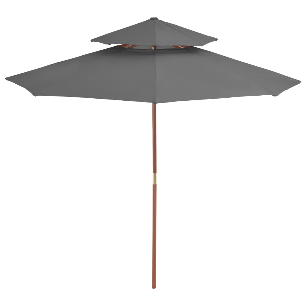 Parasol Dubbeldekker Met Houten Paal 270 Cm Antraciet