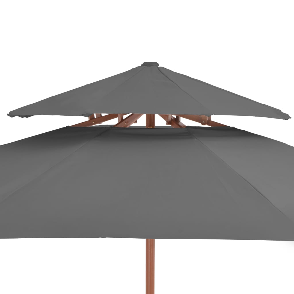 Parasol Dubbeldekker Met Houten Paal 270 Cm Antraciet