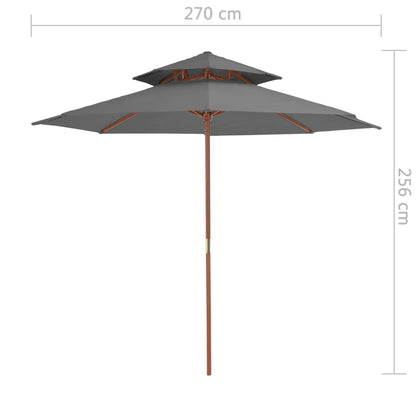 Parasol Dubbeldekker Met Houten Paal 270 Cm Antraciet