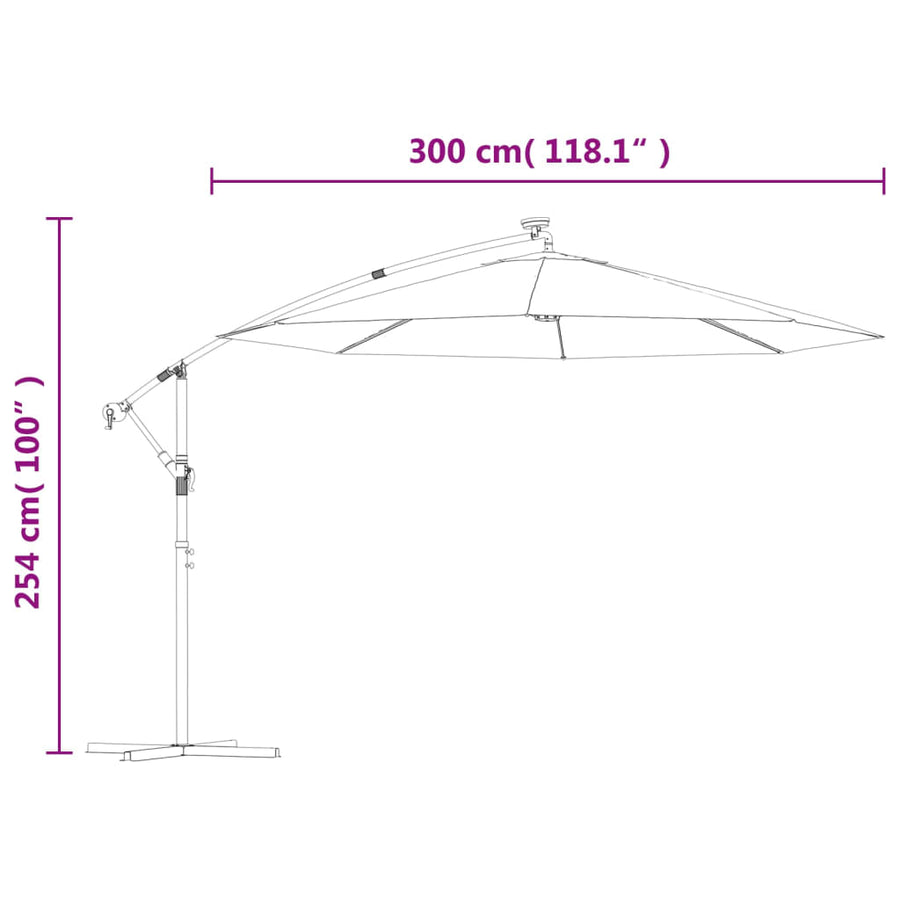 Zweefparasol Met Led-Verlichting Stalen Paal 300 cm Antraciet