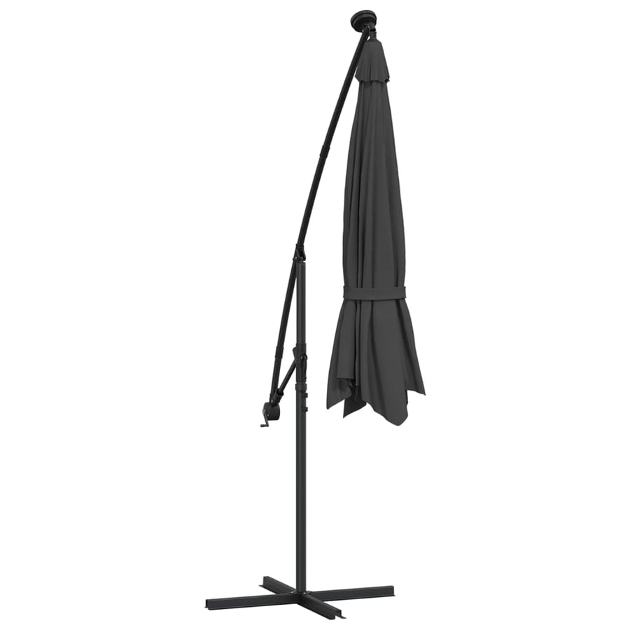 Zweefparasol Met Led-Verlichting Stalen Paal 300 cm Antraciet