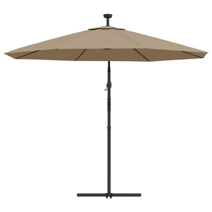 Zweefparasol Met Led-Verlichting Stalen Paal 300 cm Taupe