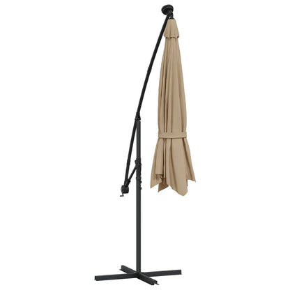 Zweefparasol Met Led-Verlichting Stalen Paal 300 cm Taupe