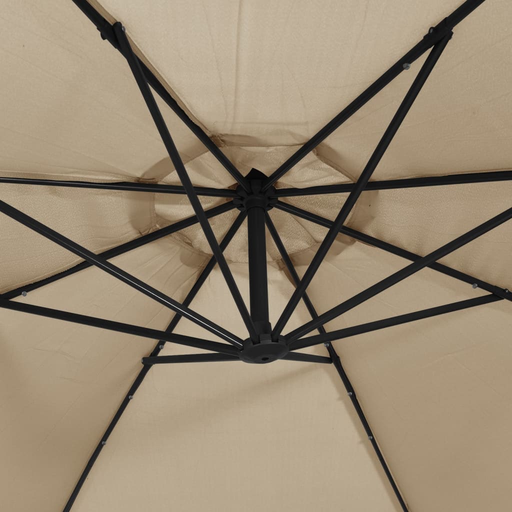 Zweefparasol Met Led-Verlichting Stalen Paal 300 cm Taupe