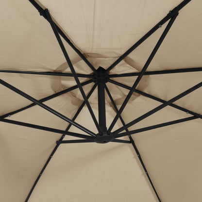 Zweefparasol Met Led-Verlichting Stalen Paal 300 cm Taupe