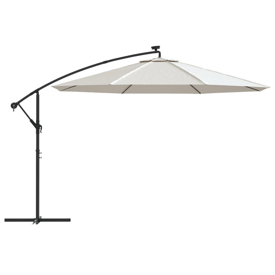 Zweefparasol met LED-verlichting en metalen paal 350 cm zand