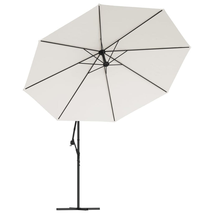 Zweefparasol met LED-verlichting en metalen paal 350 cm zand