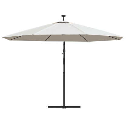Zweefparasol met LED-verlichting en metalen paal 350 cm zand