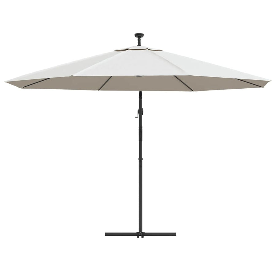 Zweefparasol met LED-verlichting en metalen paal 350 cm zand
