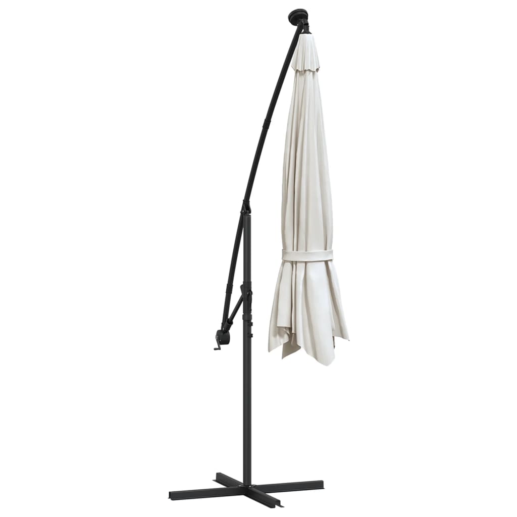 Zweefparasol met LED-verlichting en metalen paal 350 cm zand