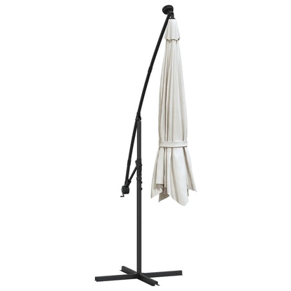 Zweefparasol met LED-verlichting en metalen paal 350 cm zand