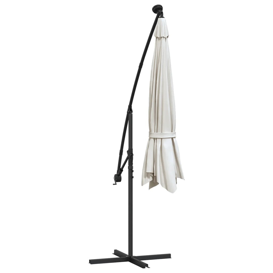 Zweefparasol met LED-verlichting en metalen paal 350 cm zand