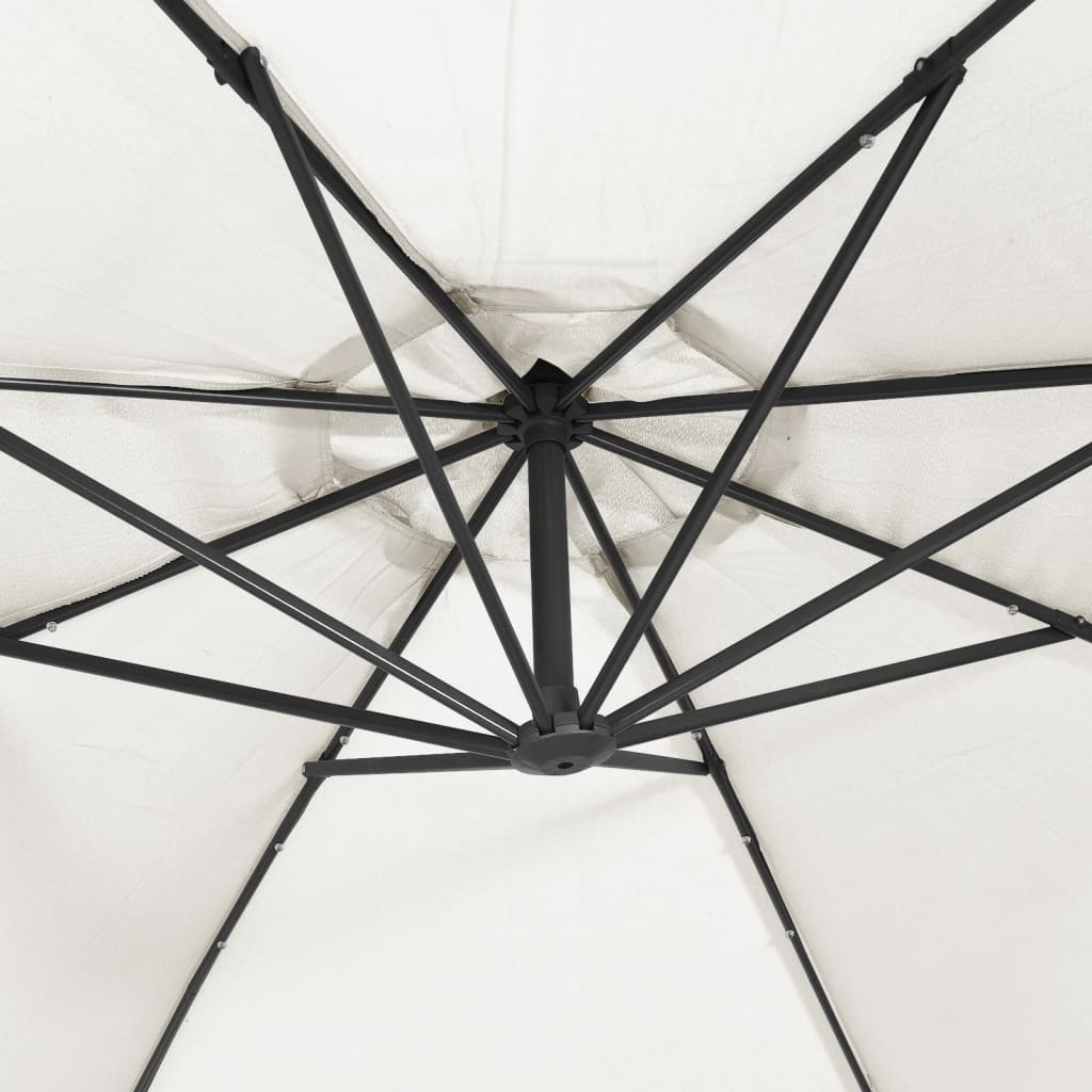 Zweefparasol met LED-verlichting en metalen paal 350 cm zand