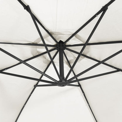 Zweefparasol met LED-verlichting en metalen paal 350 cm zand