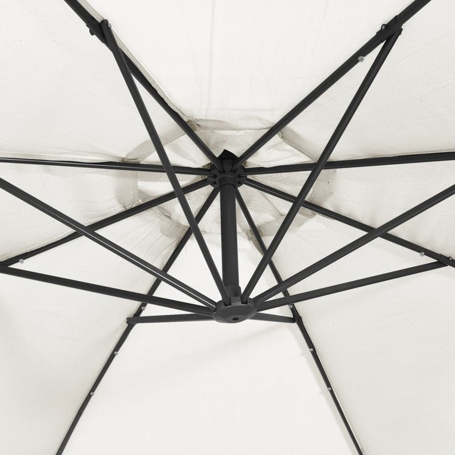 Zweefparasol met LED-verlichting en metalen paal 350 cm zand