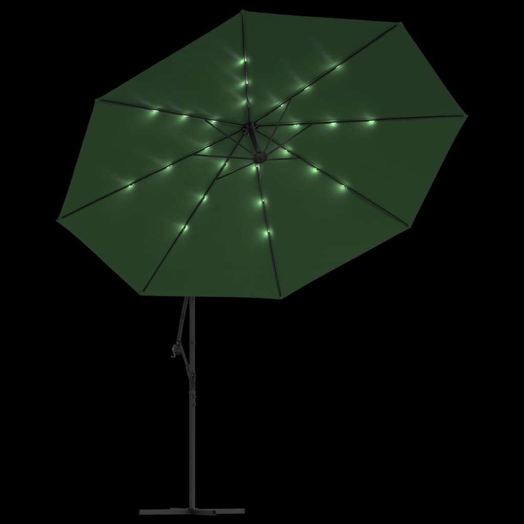Zweefparasol Met Led-Verlichting En Metalen Paal 350 cm Groen