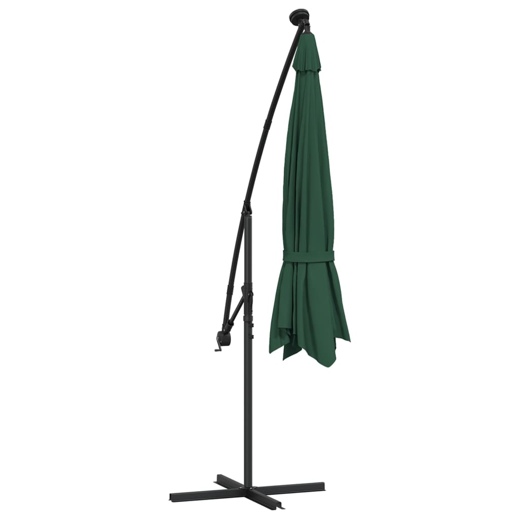 Zweefparasol Met Led-Verlichting En Metalen Paal 350 cm Groen