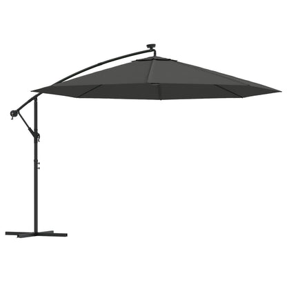 Zweefparasol met LED-verlichting metalen paal 350 cm antraciet