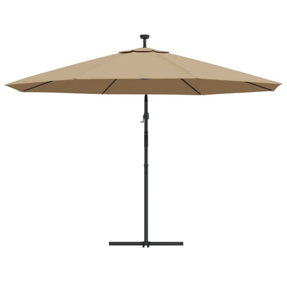 Zweefparasol met LED-verlichting en metalen paal 350 cm taupe