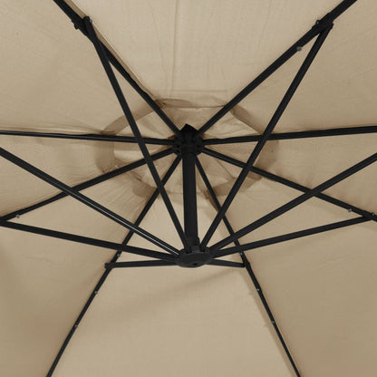 Zweefparasol met LED-verlichting en metalen paal 350 cm taupe