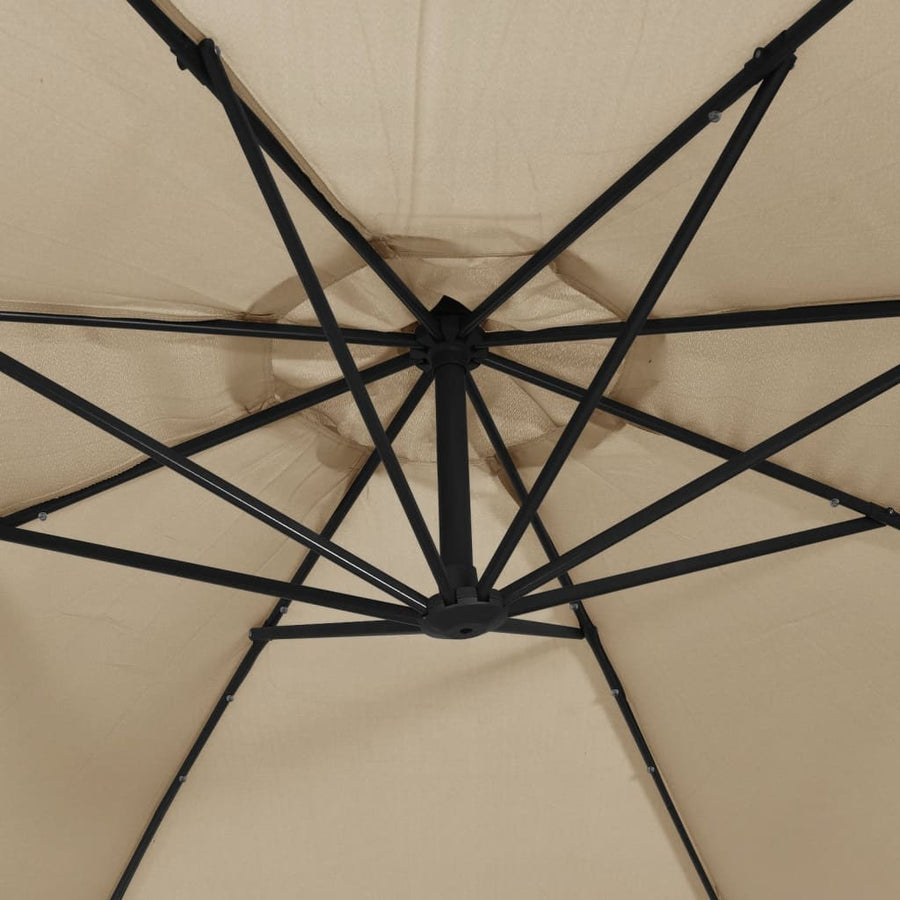 Zweefparasol met LED-verlichting en metalen paal 350 cm taupe