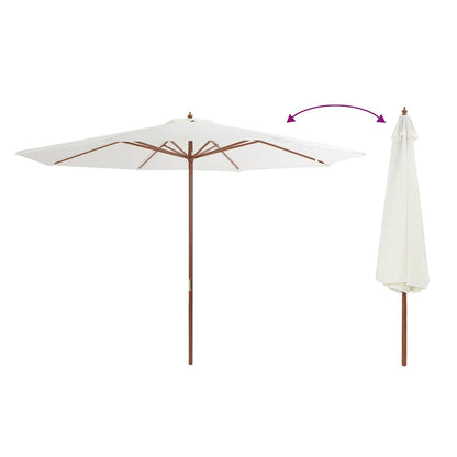 Parasol Met Houten Paal 350 Cm Zandwit