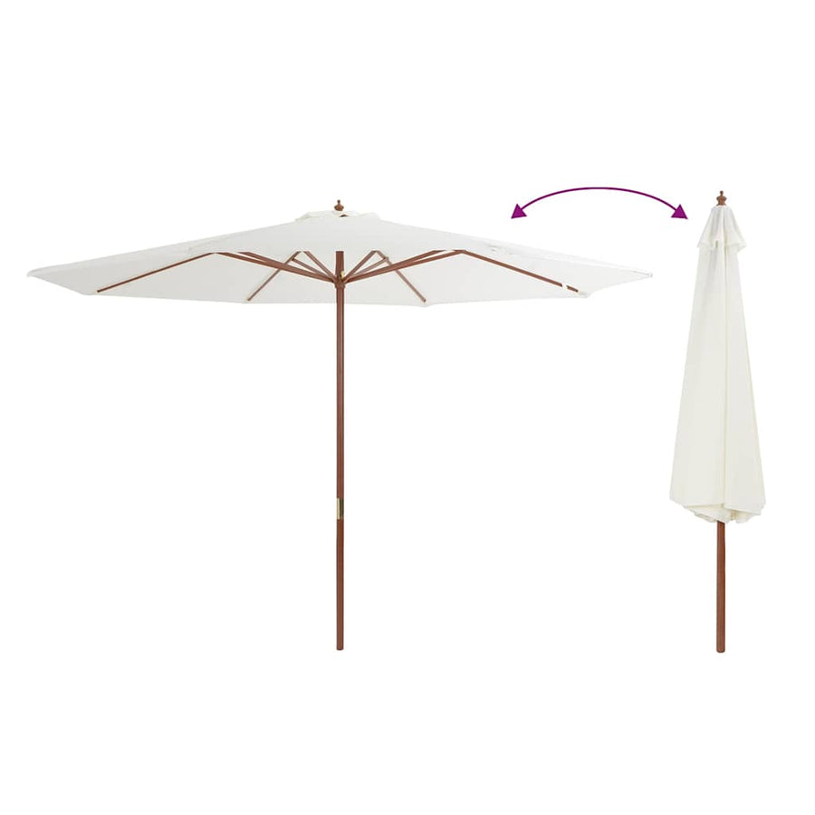 Parasol Met Houten Paal 350 Cm Zandwit