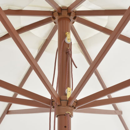 Parasol Met Houten Paal 350 Cm Zandwit