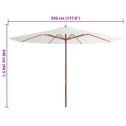 Parasol Met Houten Paal 350 Cm Zandwit