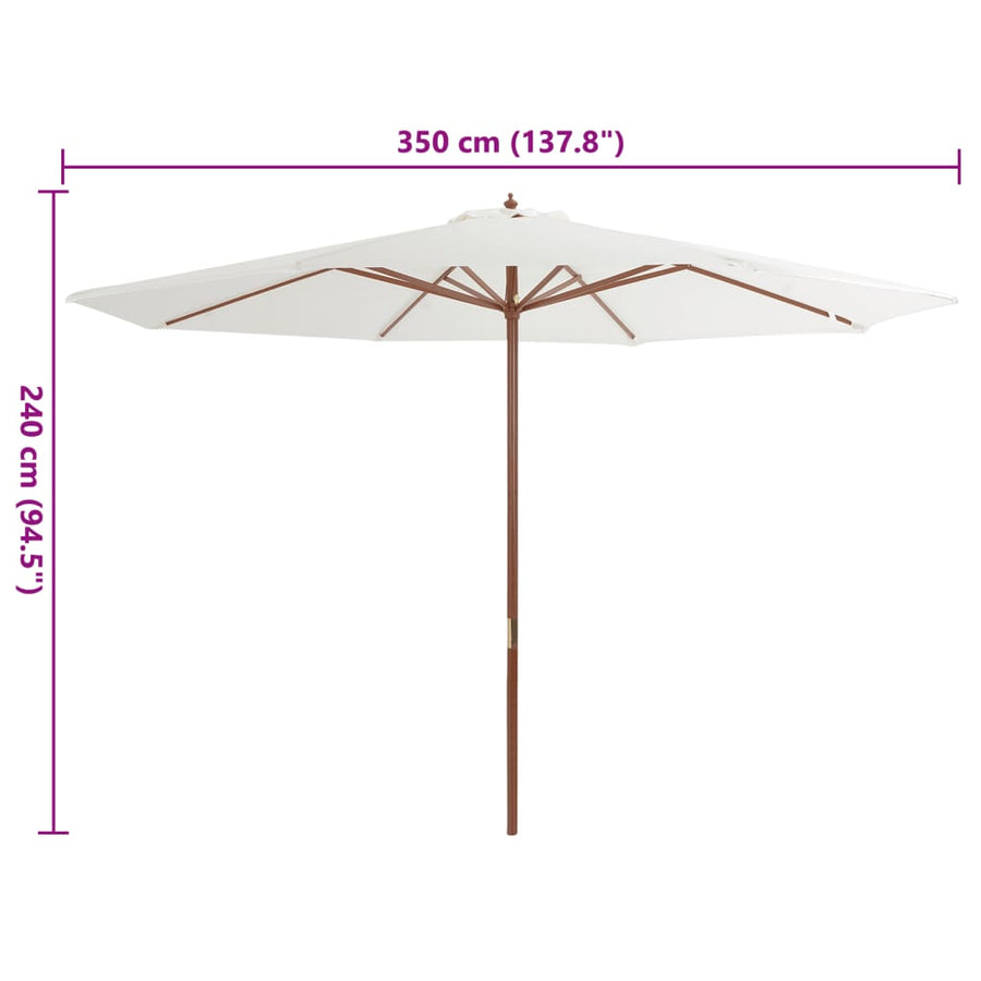 Parasol Met Houten Paal 350 Cm Zandwit