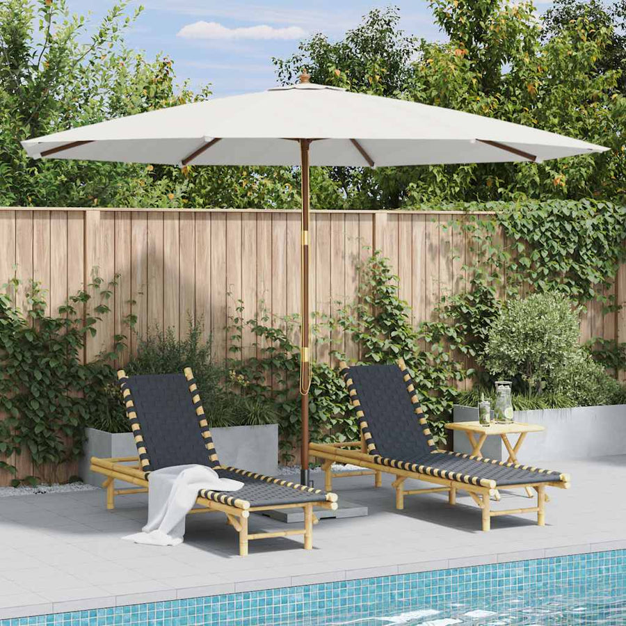 Parasol Met Houten Paal 350 Cm Zandwit