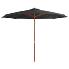 Parasol Met Houten Paal 350 Cm Antraciet