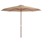 Parasol Met Houten Paal 350 Cm Taupe