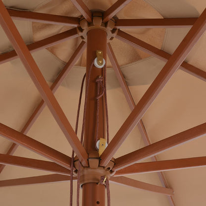 Parasol Met Houten Paal 350 Cm Taupe
