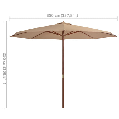 Parasol Met Houten Paal 350 Cm Taupe