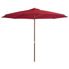 Parasol Met Houten Paal 350 Cm Bordeauxrood