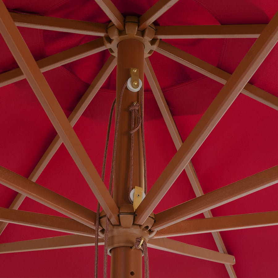 Parasol Met Houten Paal 350 Cm Bordeauxrood
