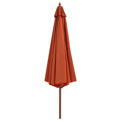 Parasol Met Houten Paal 350 Cm Kleurig Terracotta