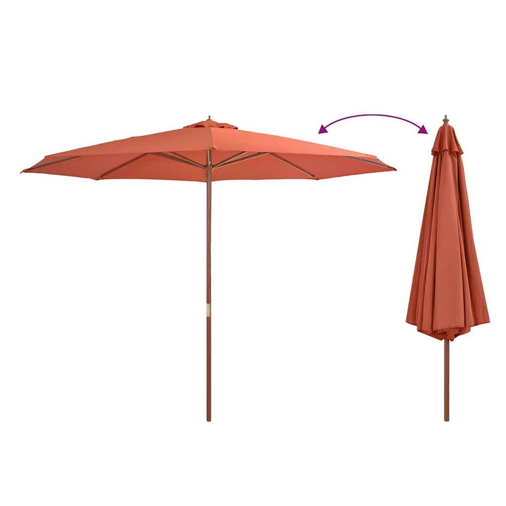 Parasol Met Houten Paal 350 Cm Kleurig Terracotta