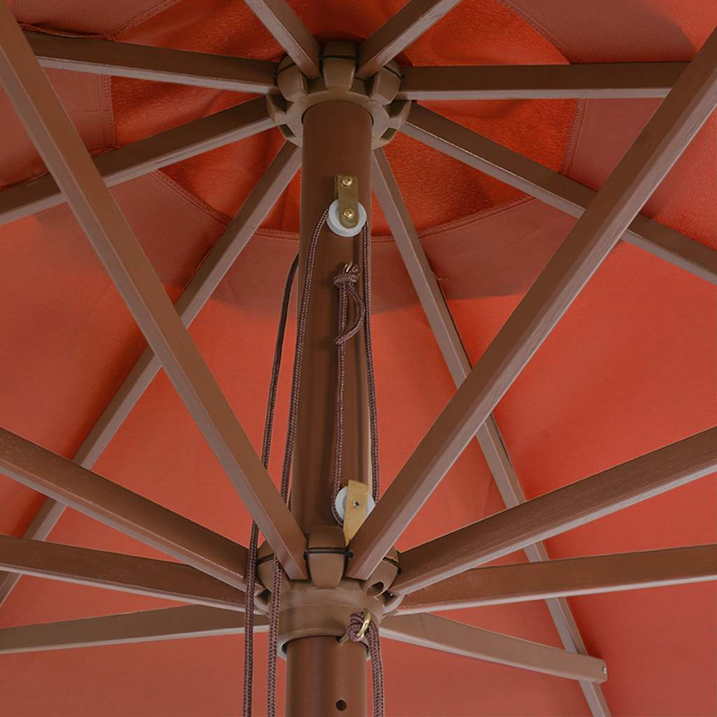 Parasol Met Houten Paal 350 Cm Kleurig Terracotta