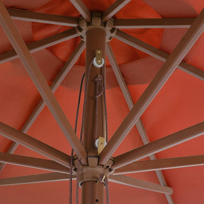 Parasol Met Houten Paal 350 Cm Kleurig Terracotta