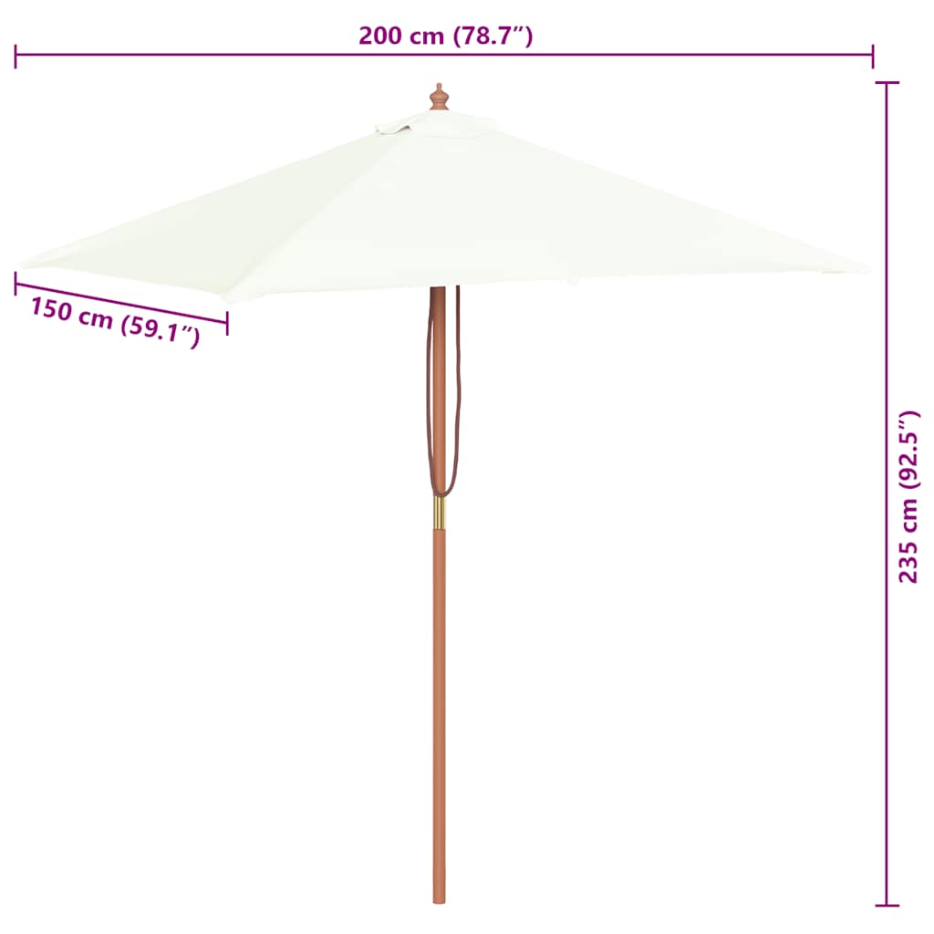 Parasol met houten paal 150x200 cm zandkleurig