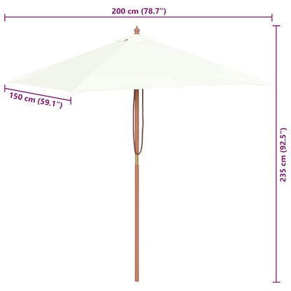 Parasol met houten paal 150x200 cm zandkleurig