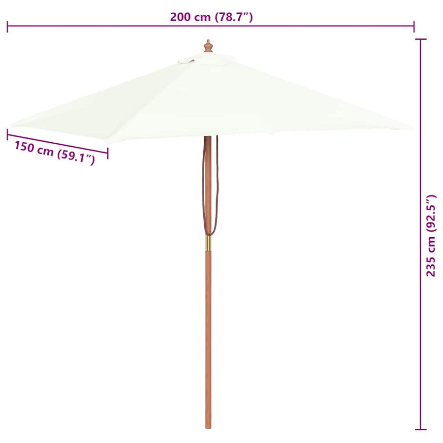Parasol met houten paal 150x200 cm zandkleurig