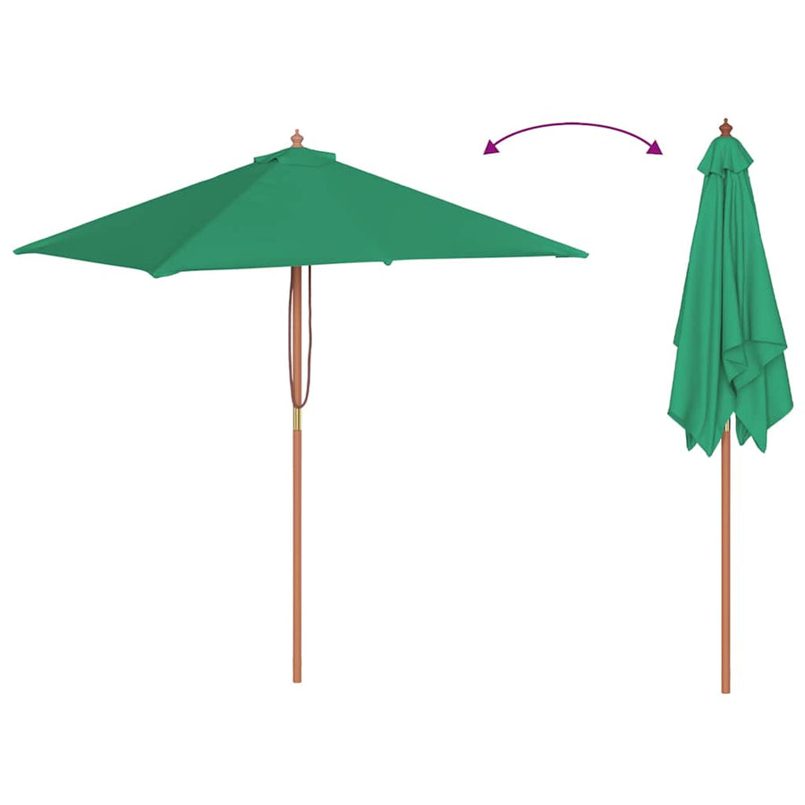 Parasol met houten paal 150x200 cm groen