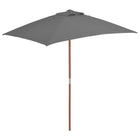 Parasol Met Houten Paal 150X200 Cm Antraciet